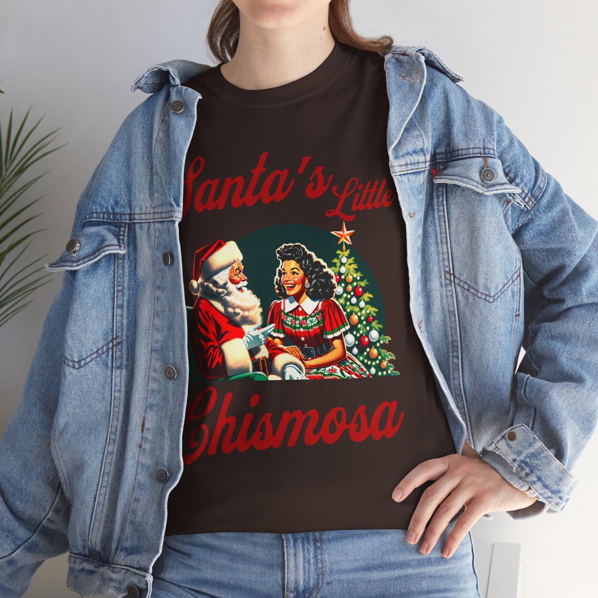 Santa's Little Chismosa T-Shirt - Funny Holiday Tee for Gossip Lovers | Camiseta Navideña Chistosa - Stonk Shark Co.