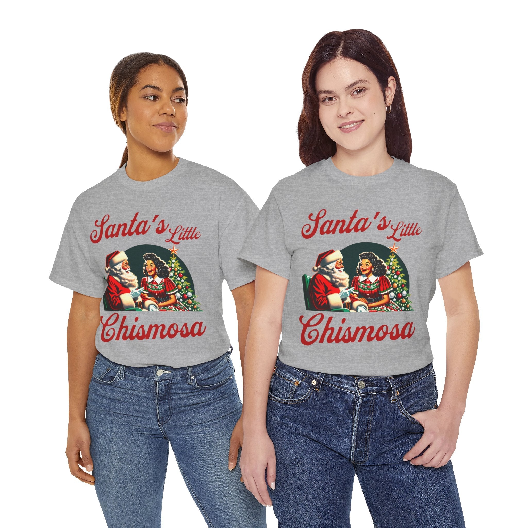 Santa's Little Chismosa T-Shirt - Funny Holiday Tee for Gossip Lovers | Camiseta Navideña Chistosa - Stonk Shark Co.
