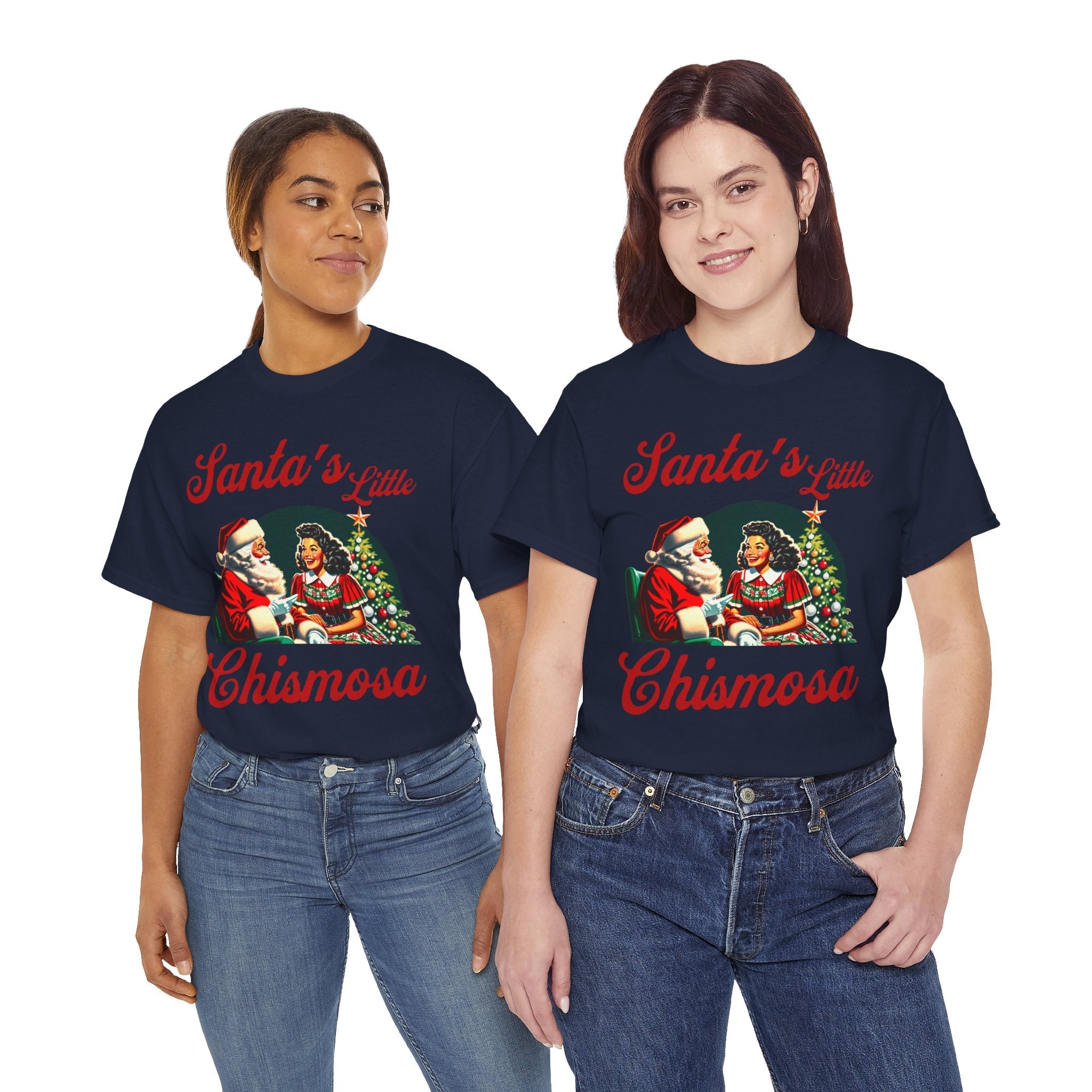 Santa's Little Chismosa T-Shirt - Funny Holiday Tee for Gossip Lovers | Camiseta Navideña Chistosa - Stonk Shark Co.