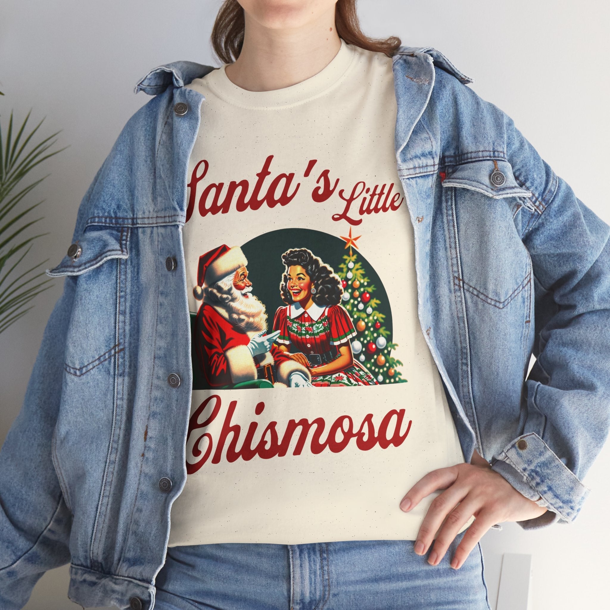 Santa's Little Chismosa T-Shirt - Funny Holiday Tee for Gossip Lovers | Camiseta Navideña Chistosa - Stonk Shark Co.