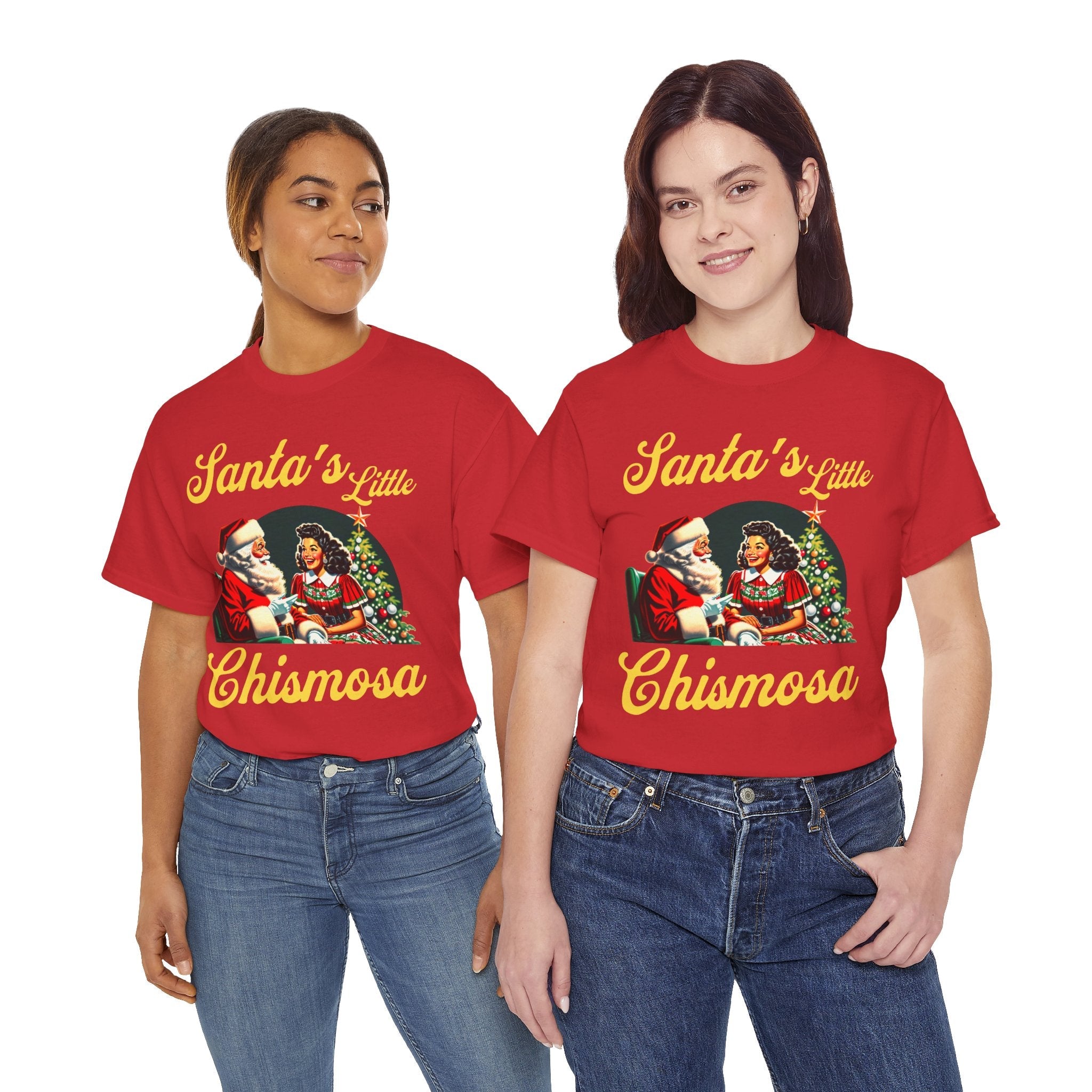 Santa's Little Chismosa T-Shirt - Funny Holiday Tee for Gossip Lovers | Camiseta Navideña Chistosa - Stonk Shark Co.