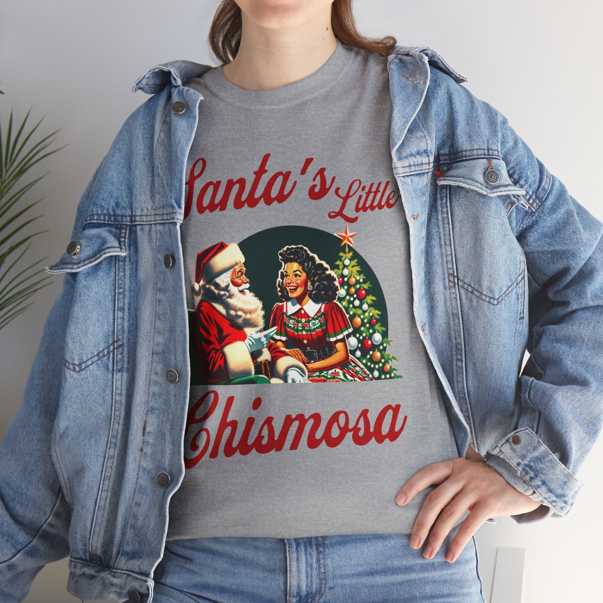Santa's Little Chismosa T-Shirt - Funny Holiday Tee for Gossip Lovers | Camiseta Navideña Chistosa - Stonk Shark Co.