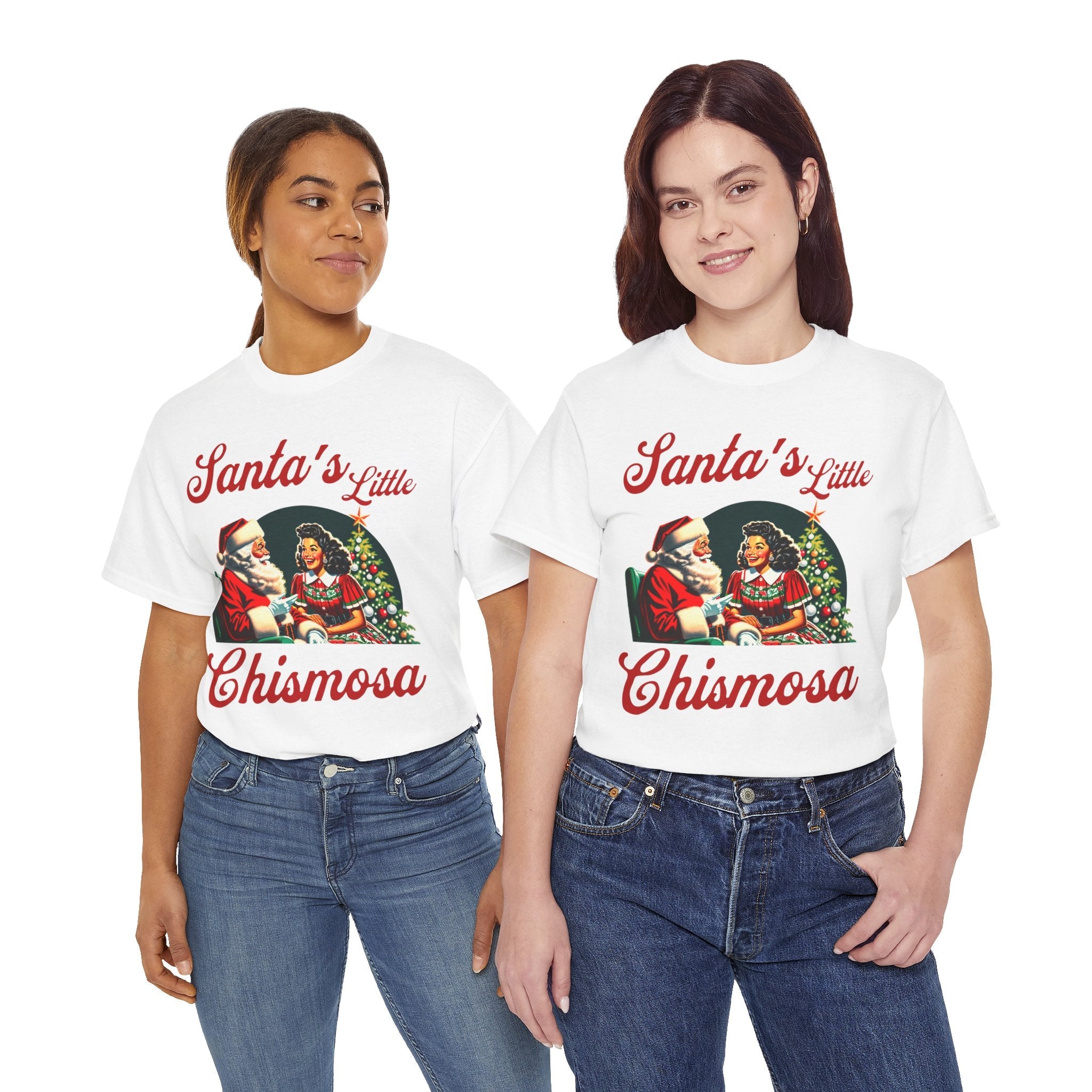 Santa's Little Chismosa T-Shirt - Funny Holiday Tee for Gossip Lovers | Camiseta Navideña Chistosa - Stonk Shark Co.