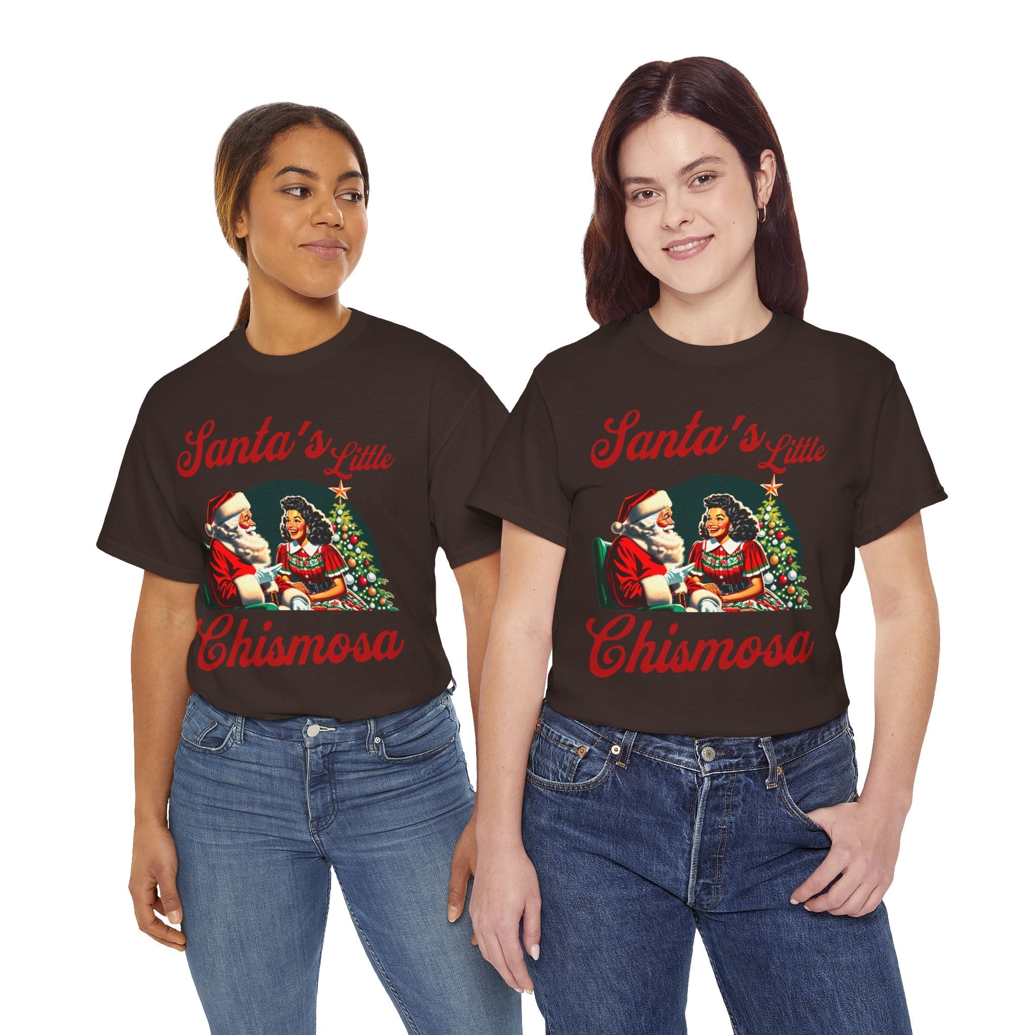 Santa's Little Chismosa T-Shirt - Funny Holiday Tee for Gossip Lovers | Camiseta Navideña Chistosa - Stonk Shark Co.