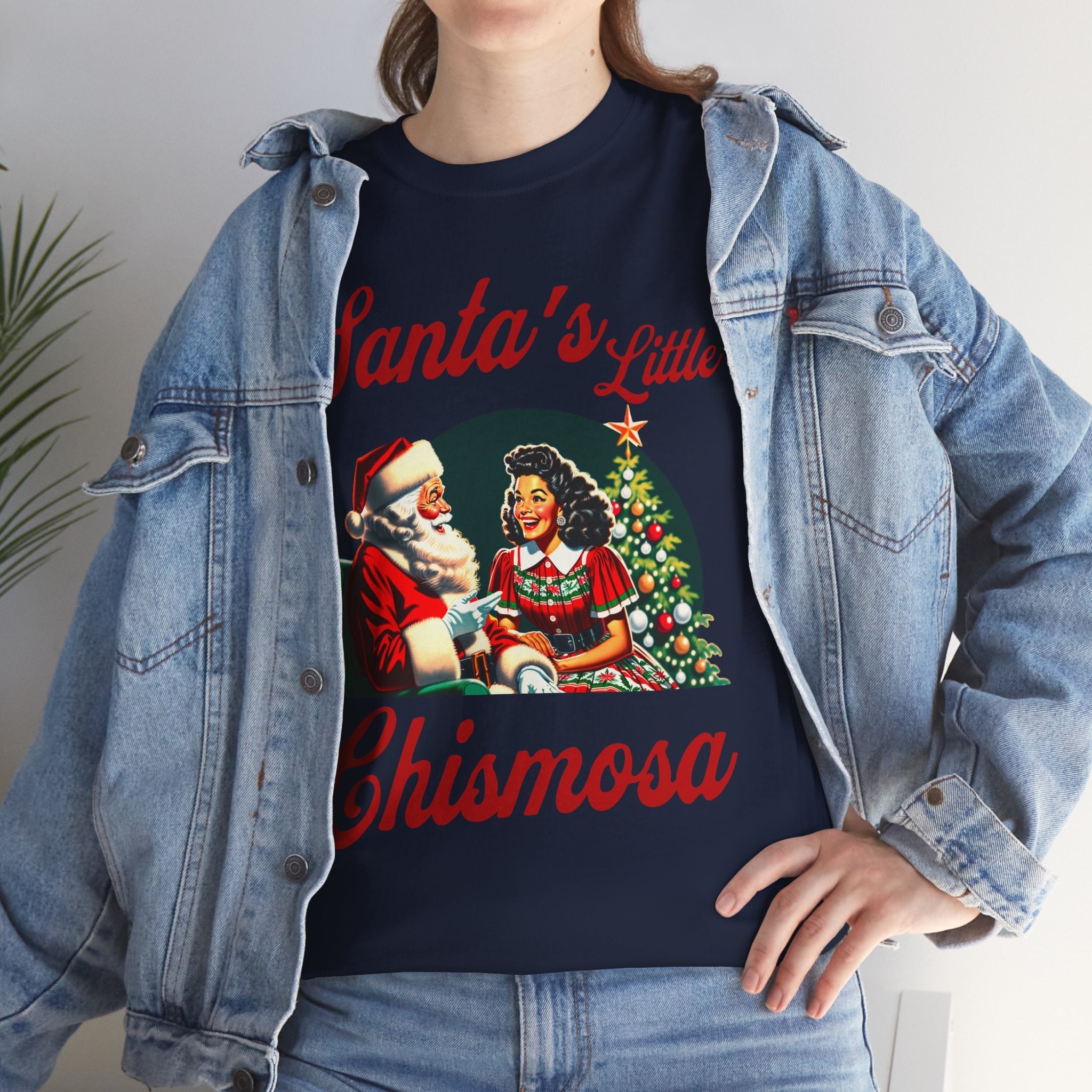 Santa's Little Chismosa T-Shirt - Funny Holiday Tee for Gossip Lovers | Camiseta Navideña Chistosa - Stonk Shark Co.