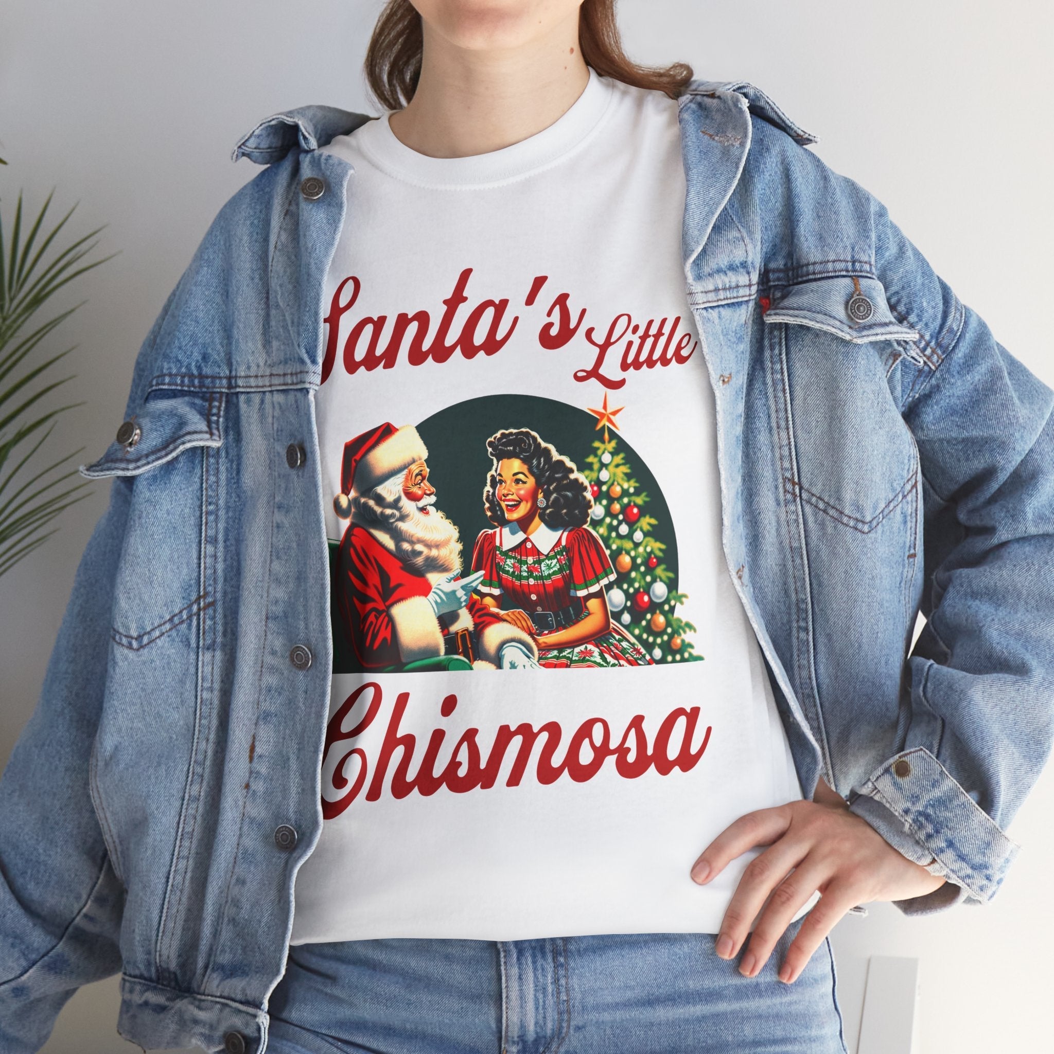 Santa's Little Chismosa T-Shirt - Funny Holiday Tee for Gossip Lovers | Camiseta Navideña Chistosa - Stonk Shark Co.
