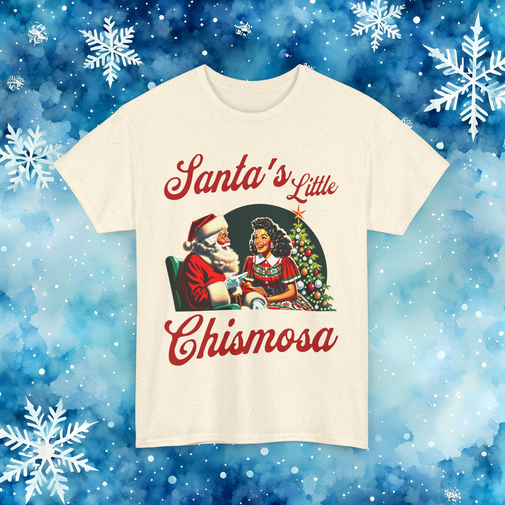 Santa's Little Chismosa T-Shirt - Funny Holiday Tee for Gossip Lovers | Camiseta Navideña Chistosa - Stonk Shark Co.