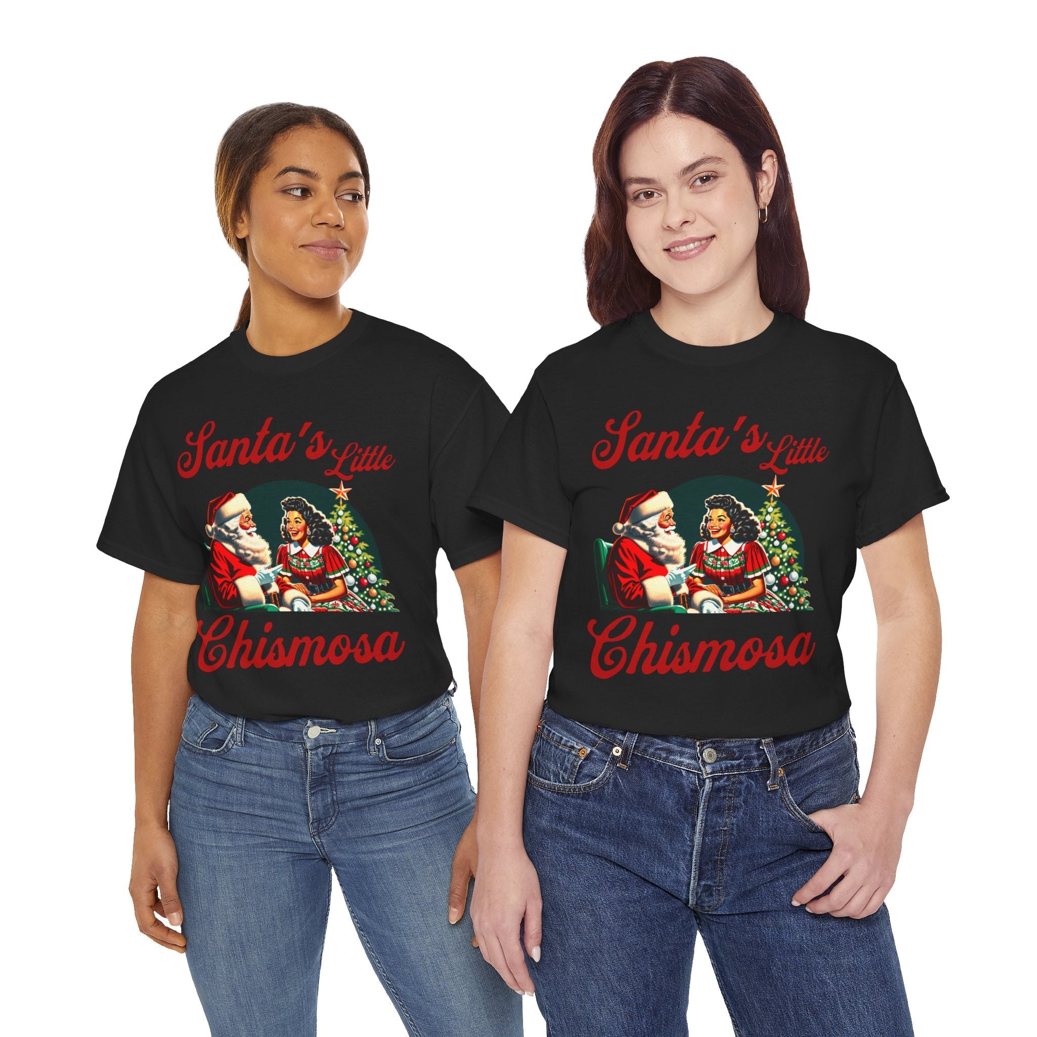 Santa's Little Chismosa T-Shirt - Funny Holiday Tee for Gossip Lovers | Camiseta Navideña Chistosa - Stonk Shark Co.