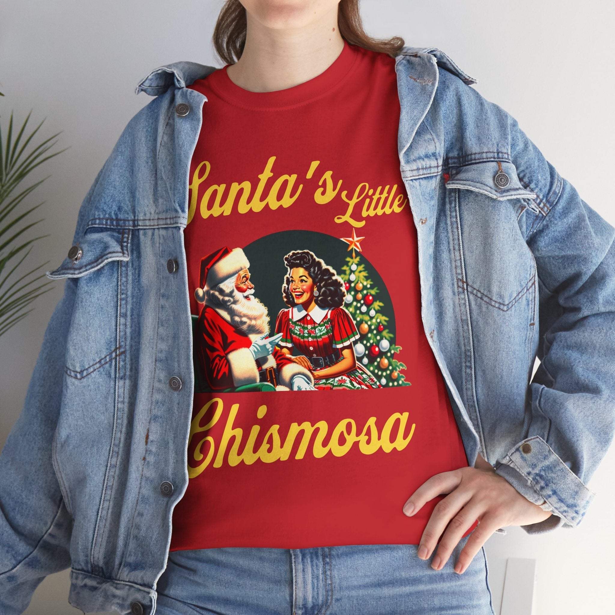 Santa's Little Chismosa T-Shirt - Funny Holiday Tee for Gossip Lovers | Camiseta Navideña Chistosa - Stonk Shark Co.