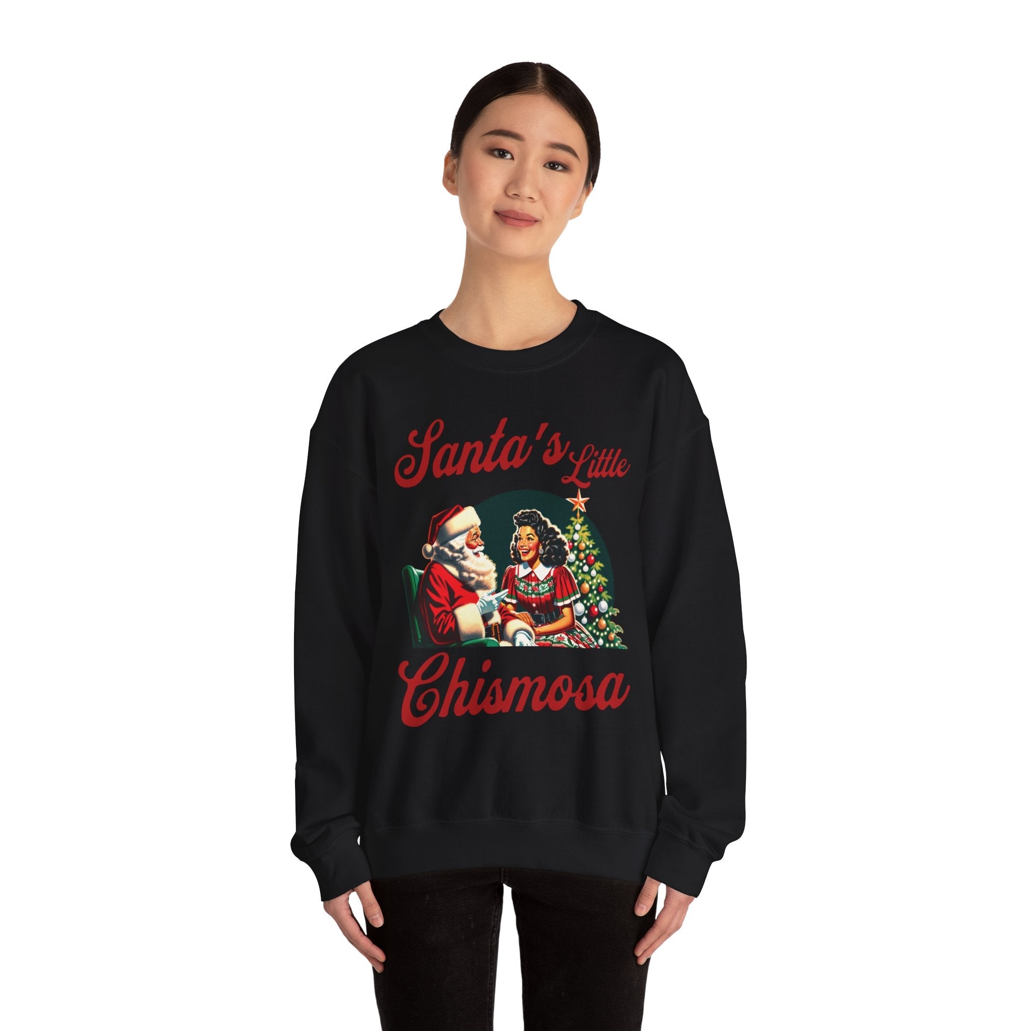 Santa's Little Chismosa T-Shirt - Funny Holiday Tee for Gossip Lovers Crewneck Sweatshirt - Stonk Shark Co.