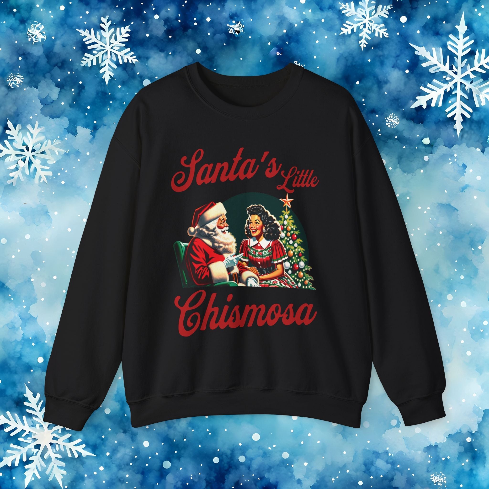 Santa's Little Chismosa T-Shirt - Funny Holiday Tee for Gossip Lovers Crewneck Sweatshirt - Stonk Shark Co.