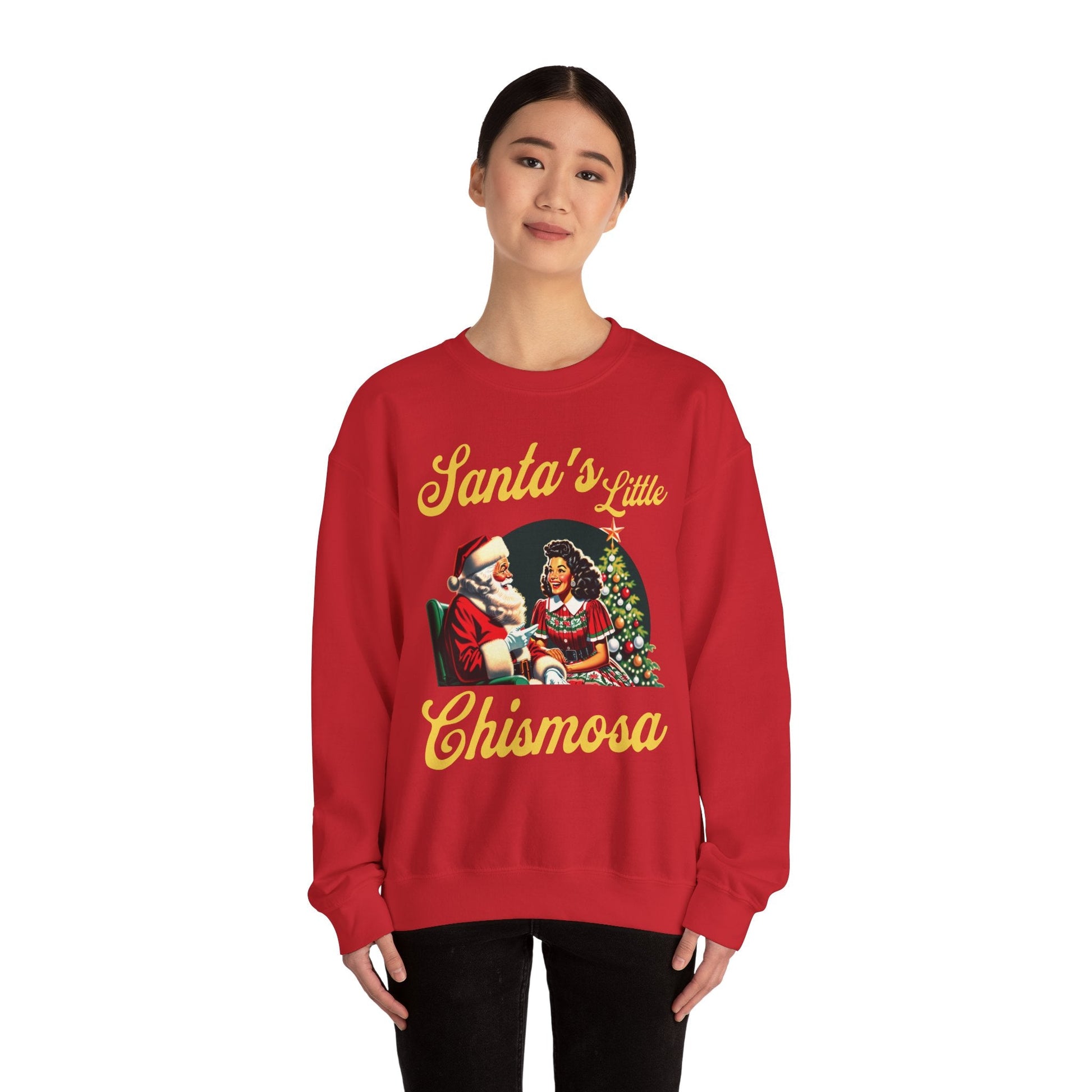 Santa's Little Chismosa T-Shirt - Funny Holiday Tee for Gossip Lovers Crewneck Sweatshirt - Stonk Shark Co.