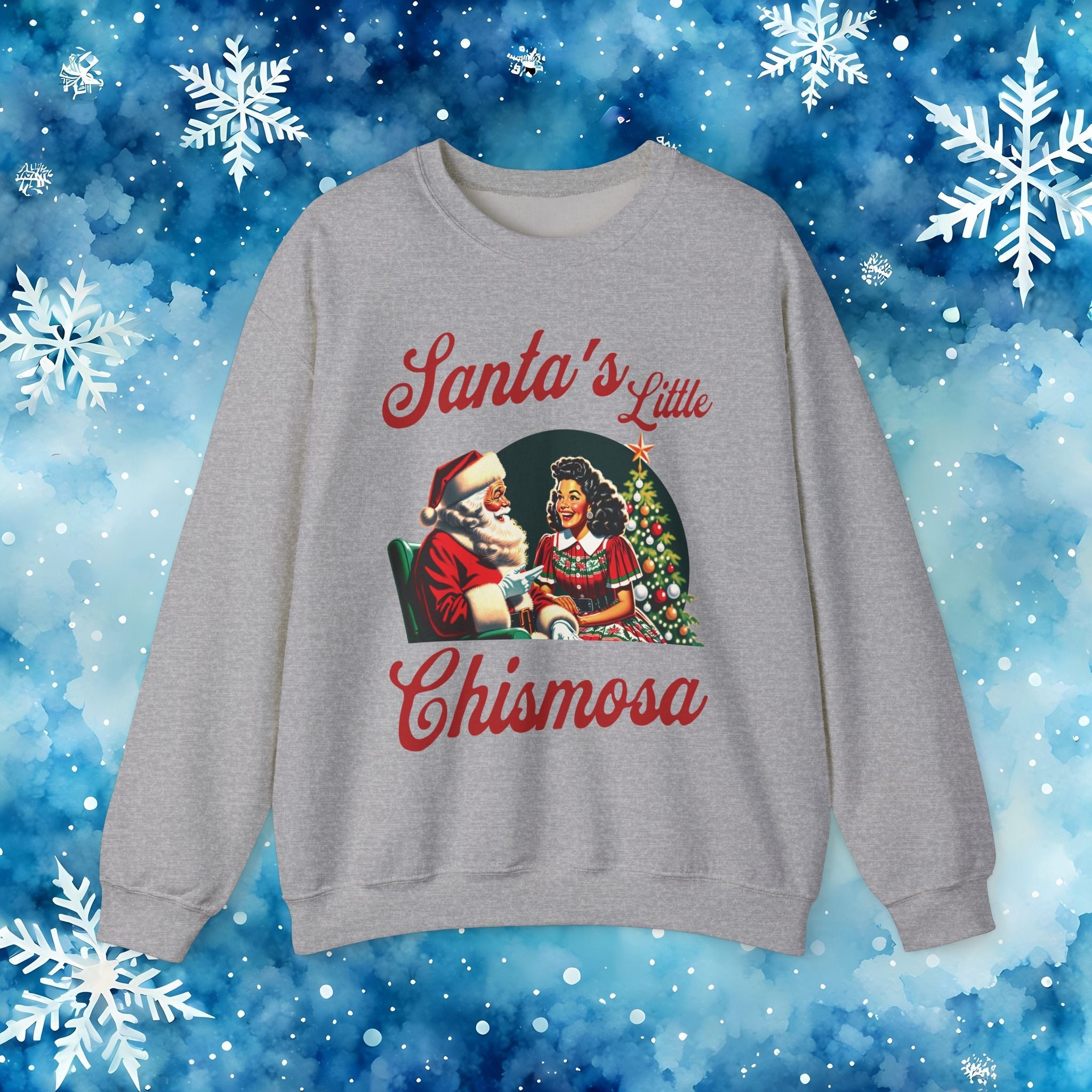 Santa's Little Chismosa T-Shirt - Funny Holiday Tee for Gossip Lovers Crewneck Sweatshirt - Stonk Shark Co.