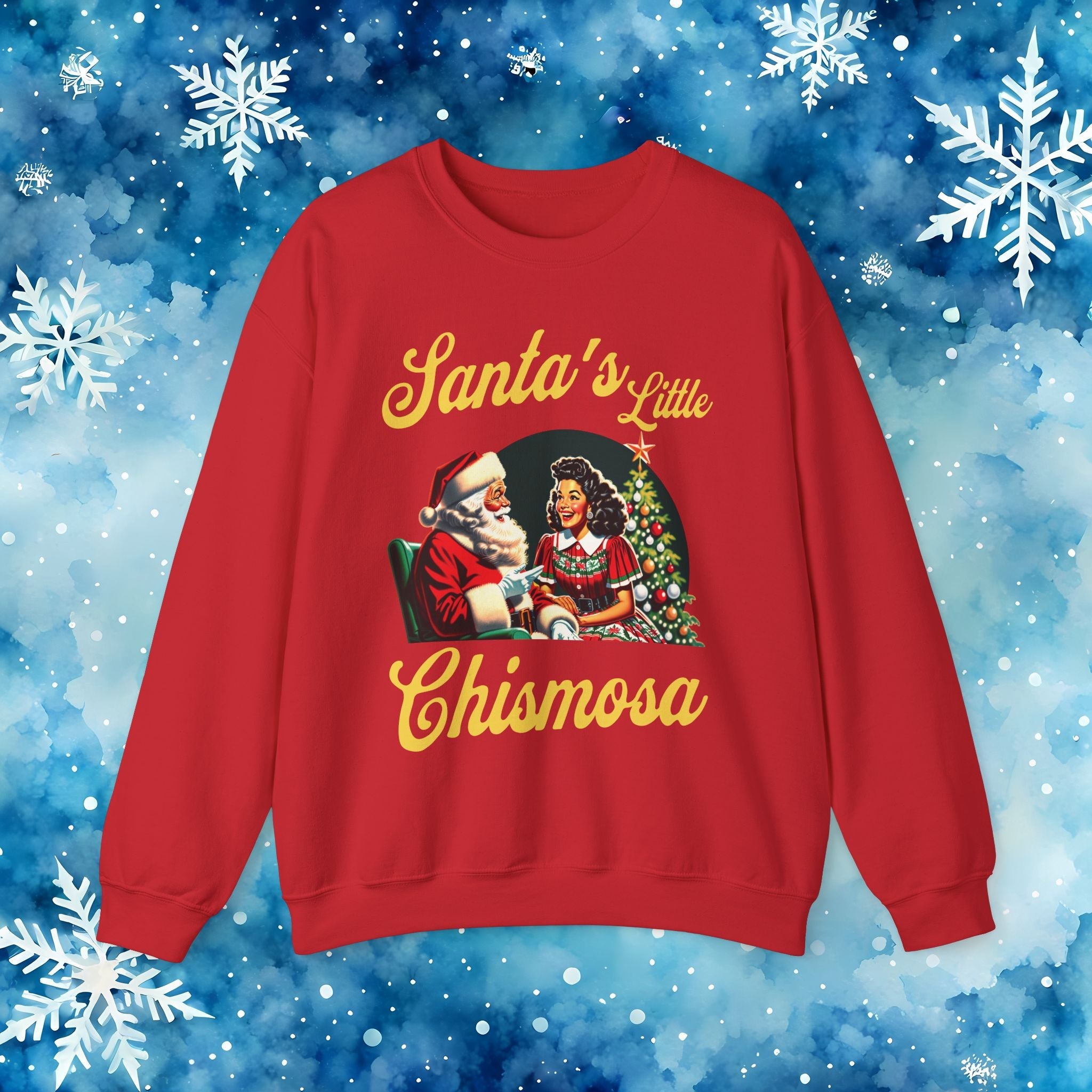 Santa's Little Chismosa T-Shirt - Funny Holiday Tee for Gossip Lovers Crewneck Sweatshirt - Stonk Shark Co.