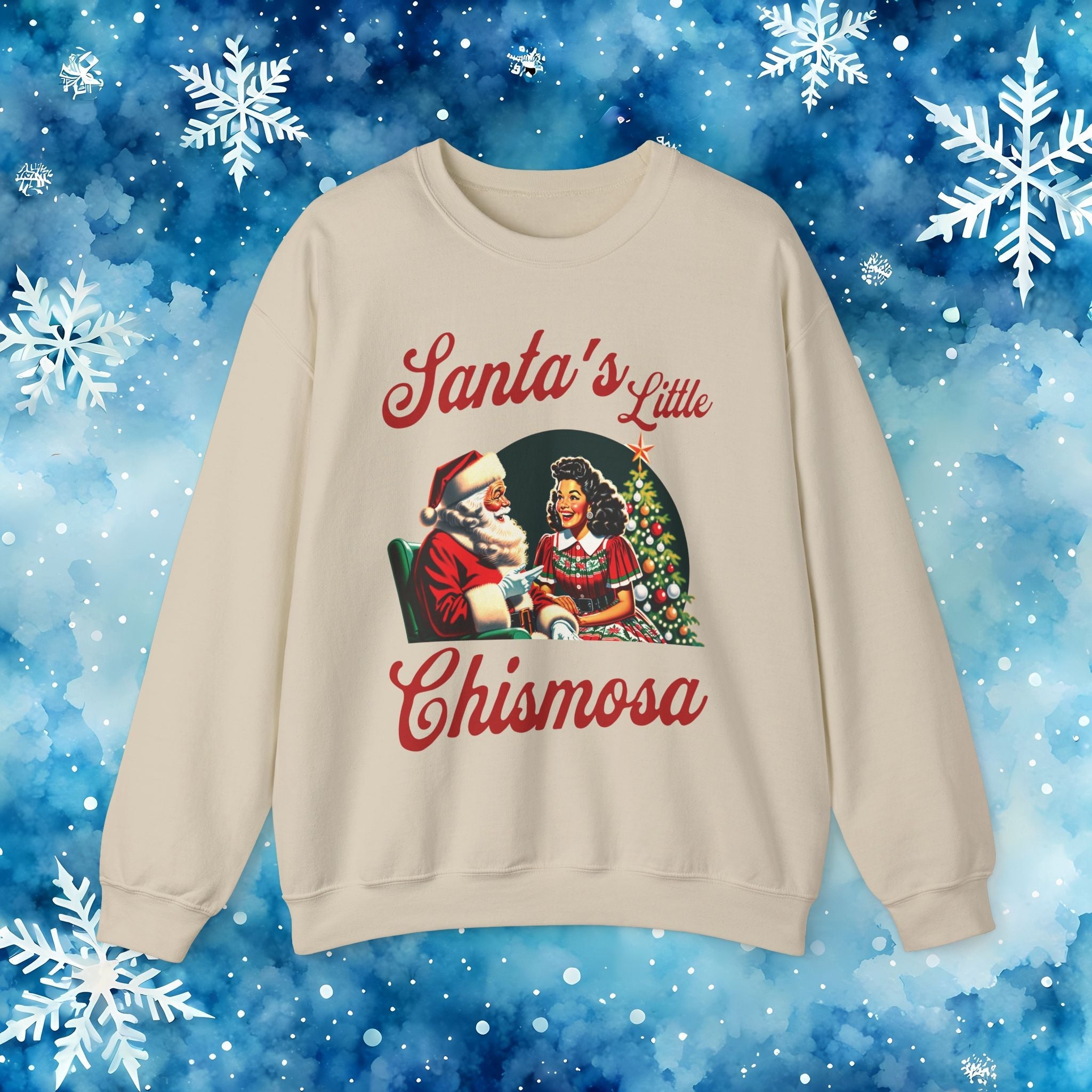 Santa's Little Chismosa T-Shirt - Funny Holiday Tee for Gossip Lovers Crewneck Sweatshirt - Stonk Shark Co.