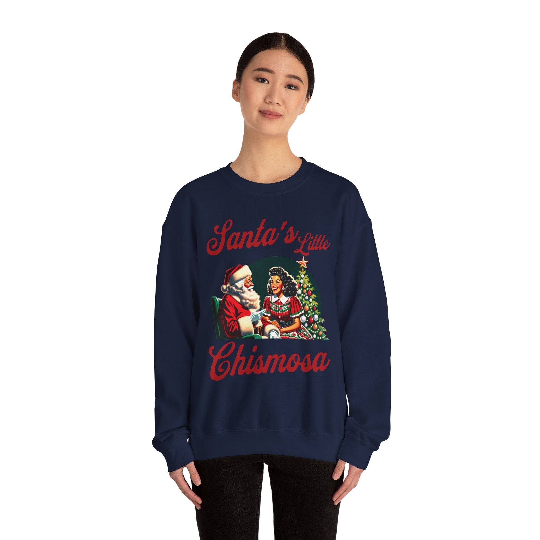 Santa's Little Chismosa T-Shirt - Funny Holiday Tee for Gossip Lovers Crewneck Sweatshirt - Stonk Shark Co.