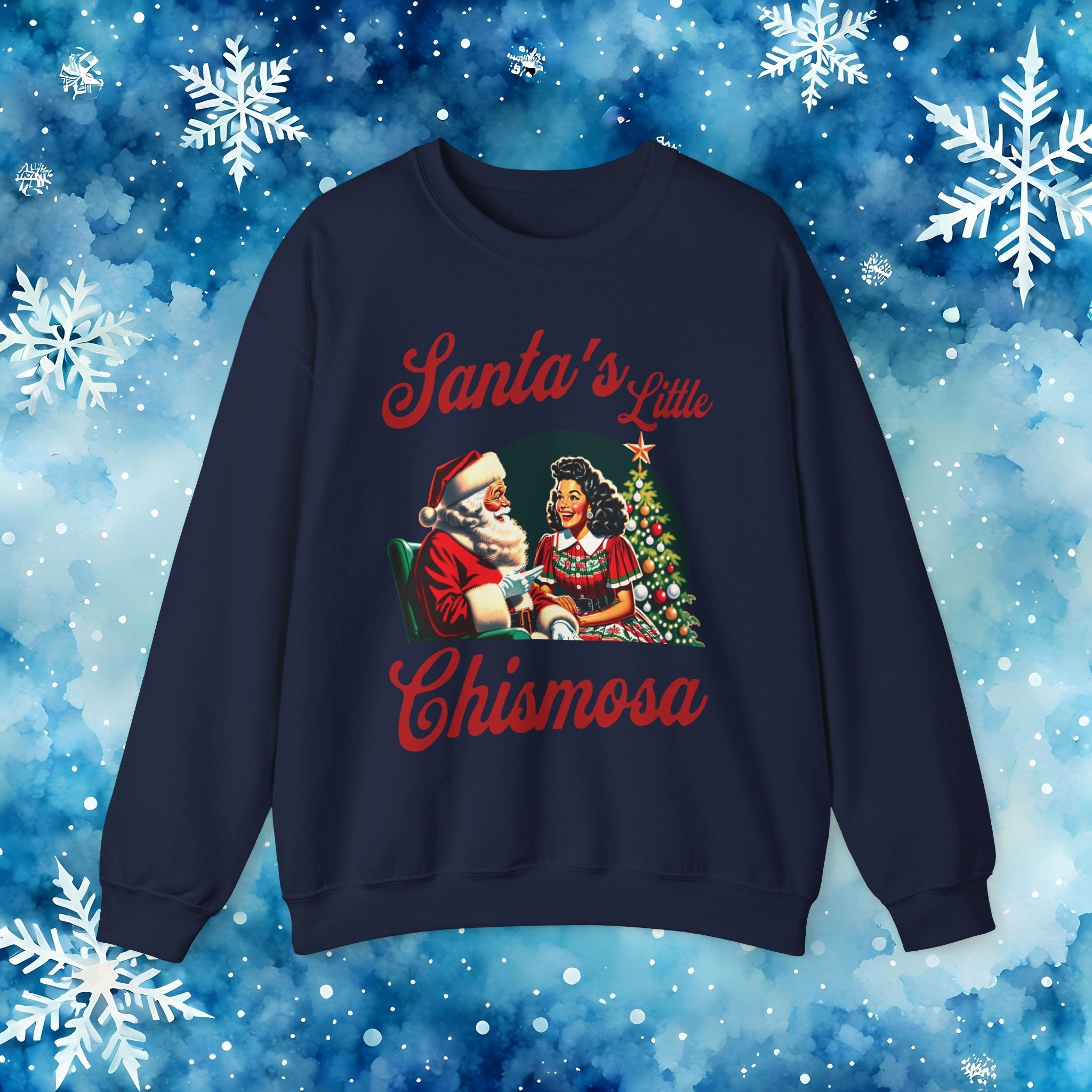 Santa's Little Chismosa T-Shirt - Funny Holiday Tee for Gossip Lovers Crewneck Sweatshirt - Stonk Shark Co.