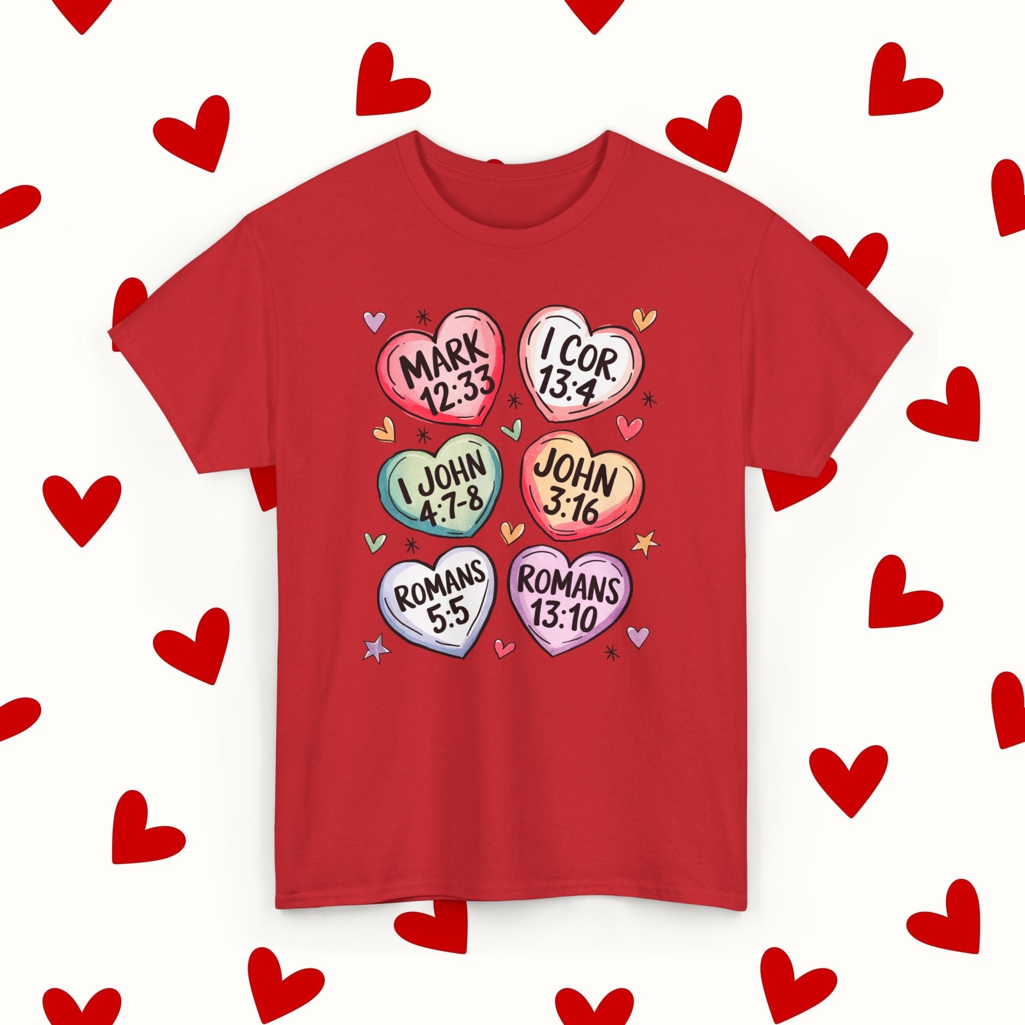 Sweet Scripture Hearts T-Shirt – Christian Valentine’s Day Tee - Stonk Shark Co.