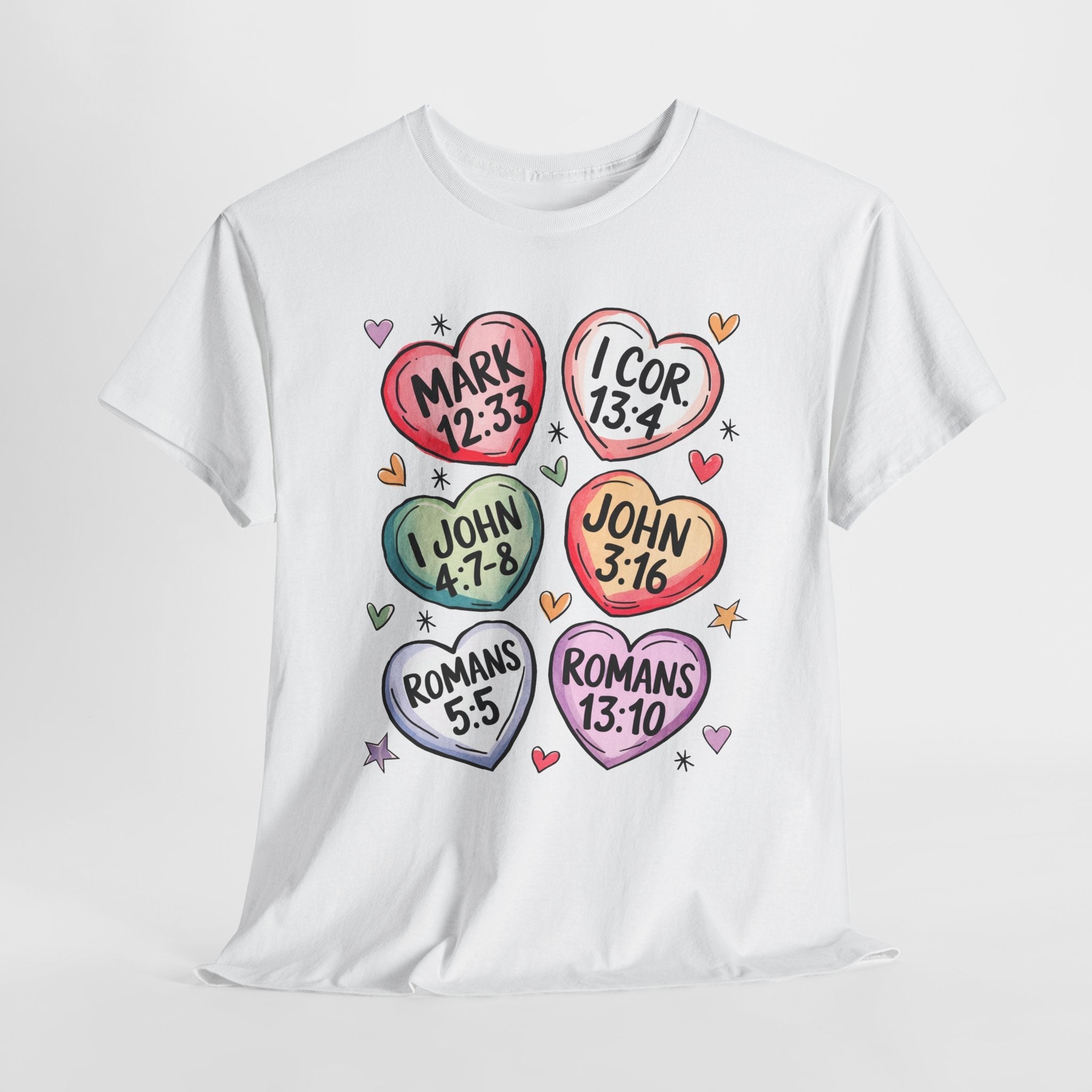 Sweet Scripture Hearts T-Shirt – Christian Valentine’s Day Tee - Stonk Shark Co.