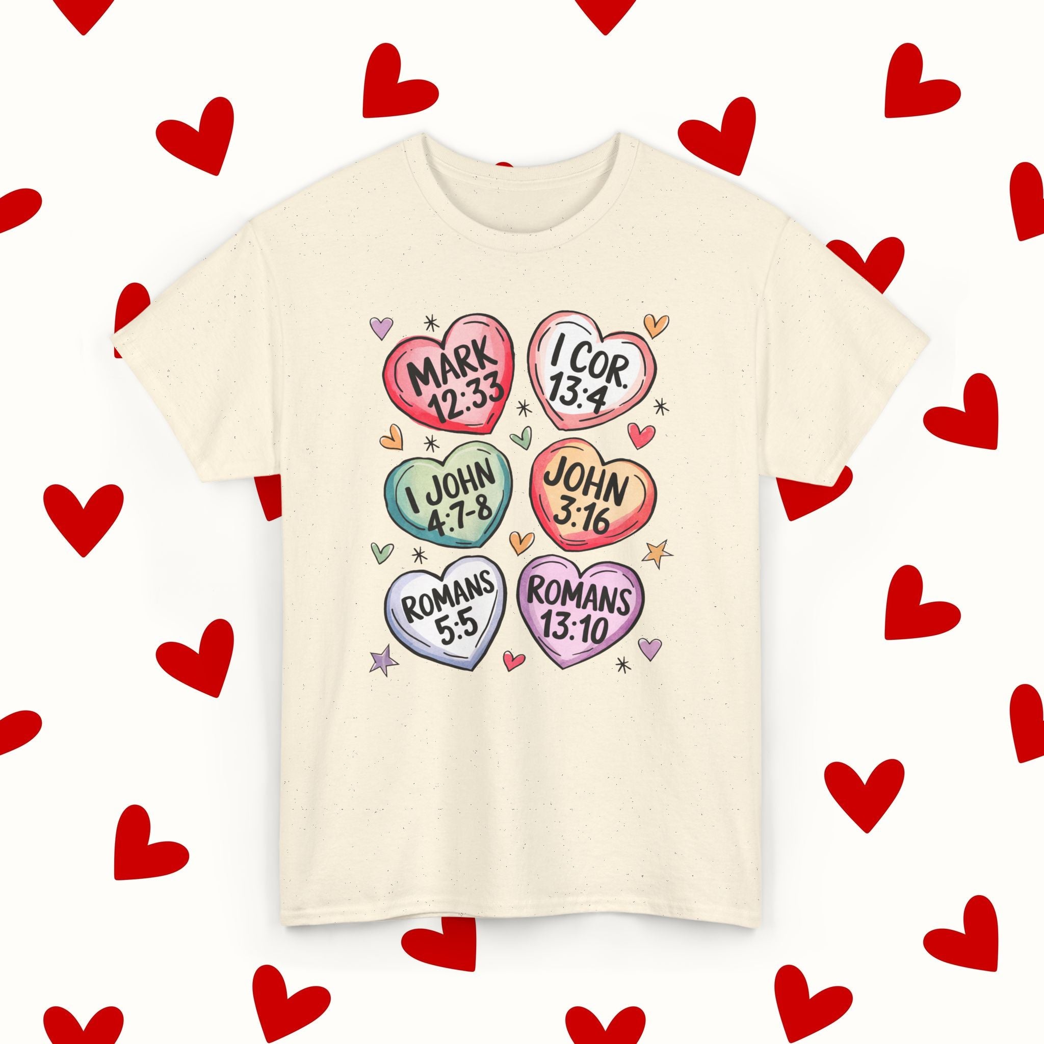 Sweet Scripture Hearts T-Shirt – Christian Valentine’s Day Tee - Stonk Shark Co.