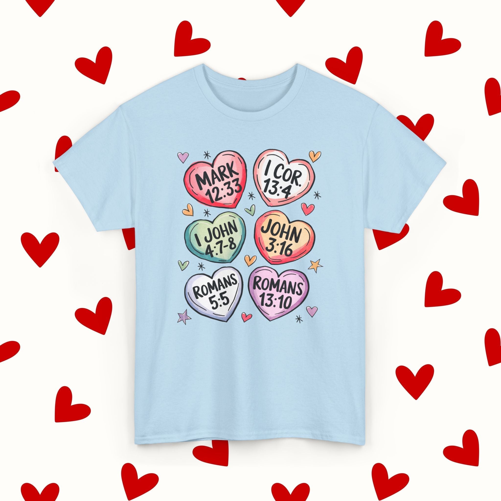 Sweet Scripture Hearts T-Shirt – Christian Valentine’s Day Tee - Stonk Shark Co.