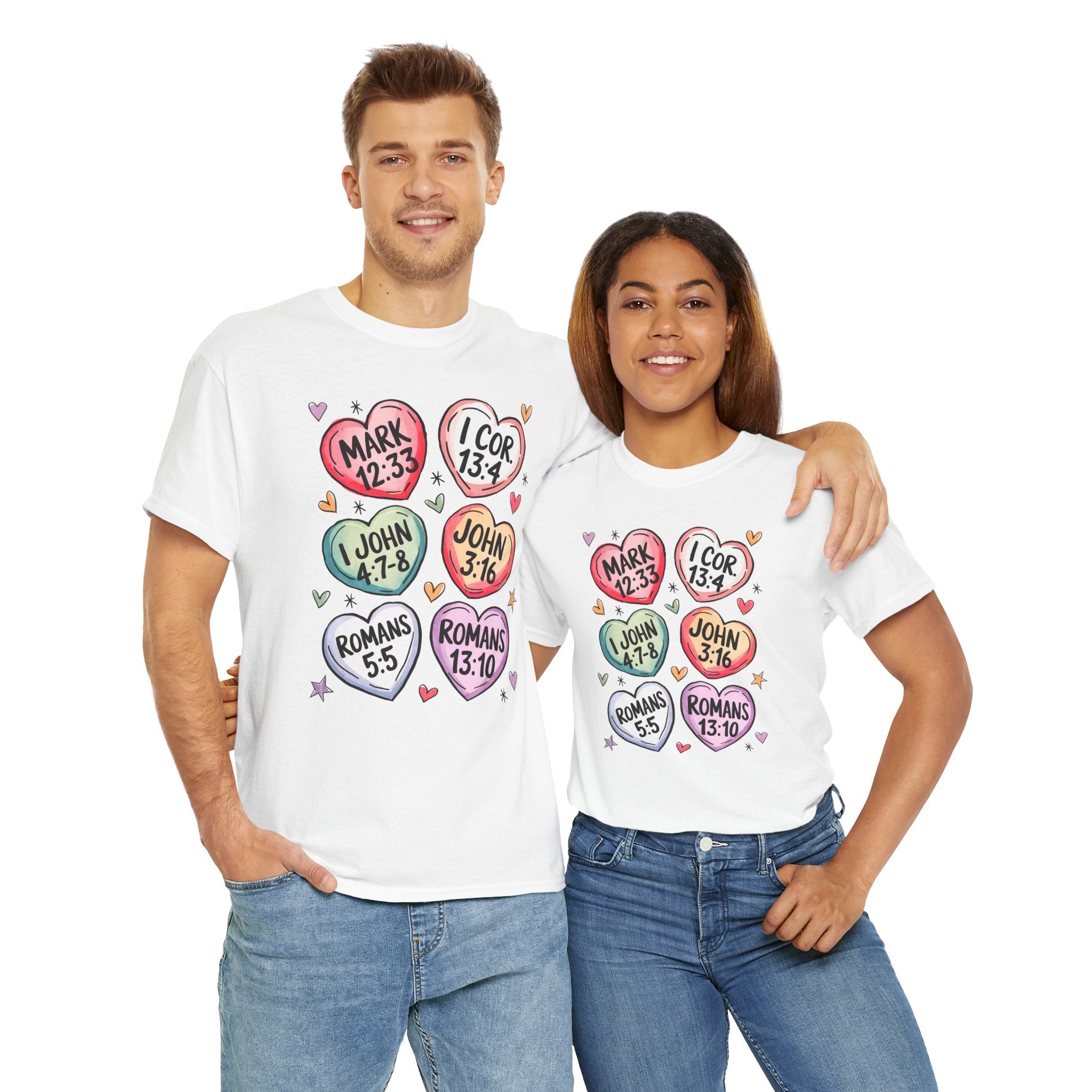 Sweet Scripture Hearts T-Shirt – Christian Valentine’s Day Tee - Stonk Shark Co.