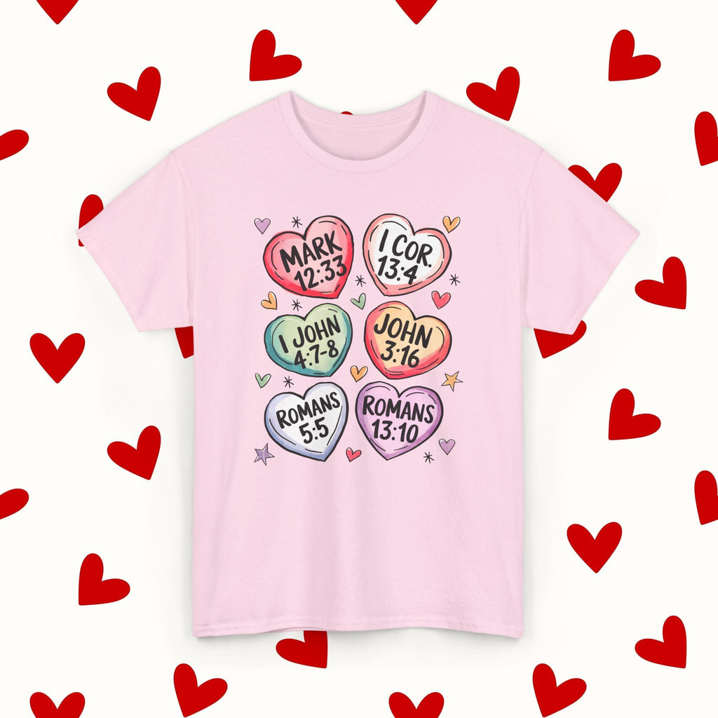 Sweet Scripture Hearts T-Shirt – Christian Valentine’s Day Tee - Stonk Shark Co.