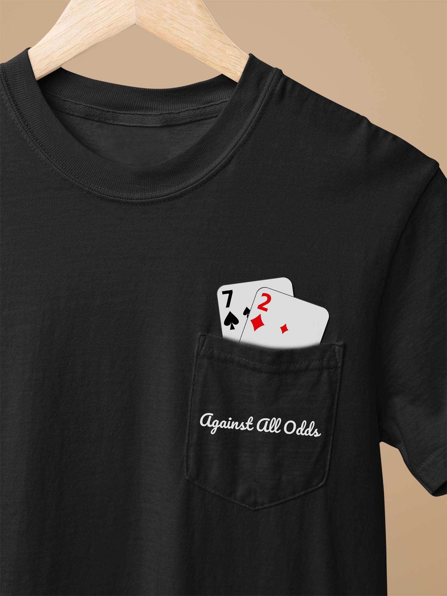 The Worst Hand in Poker Pocket T Shirt – 7 2 Offsuit “Against All Odds” Tee - Stonk Shark Co.