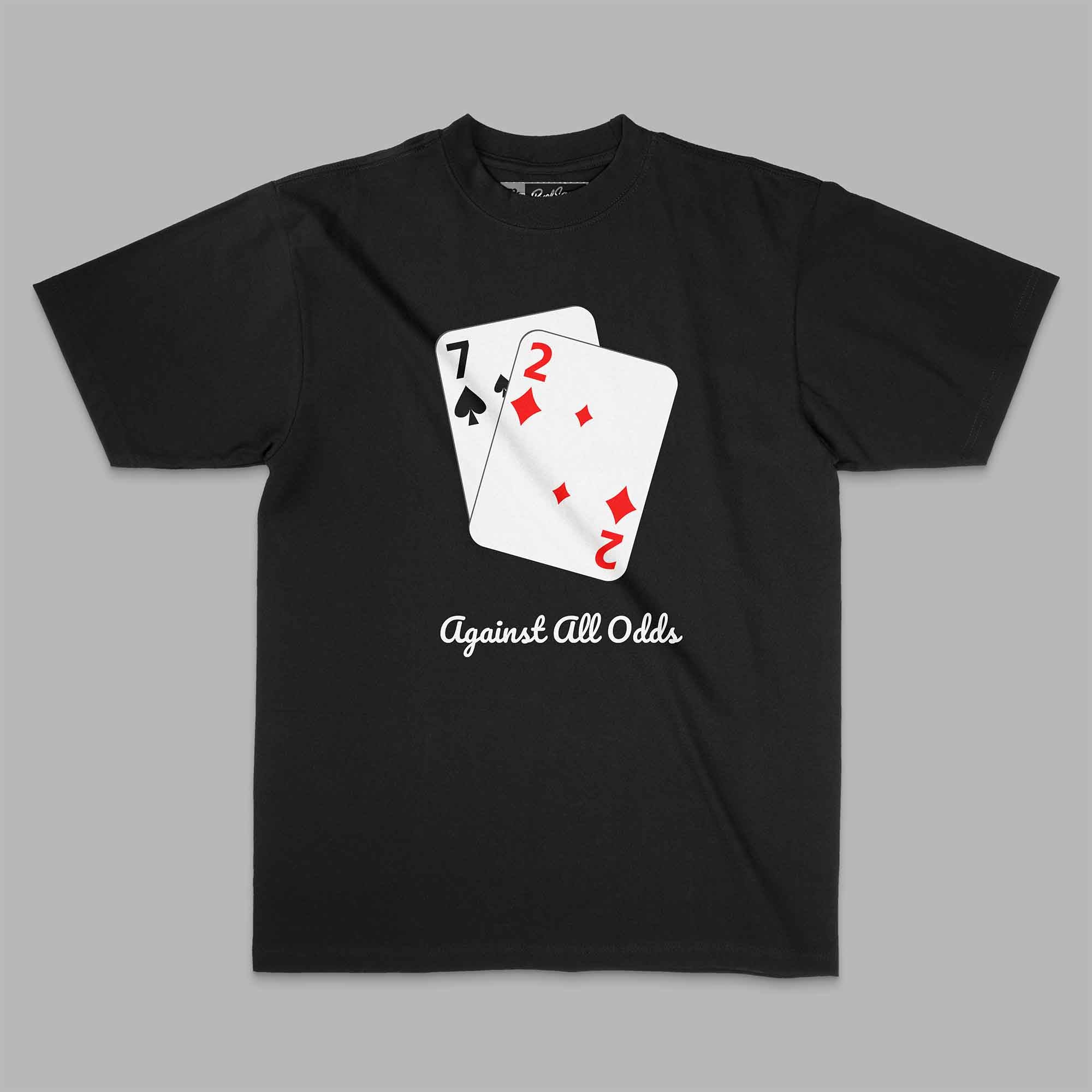 The Worst Hand in Poker T-Shirt – 7 2 Offsuit “Against All Odds” Tee - Stonk Shark Co.