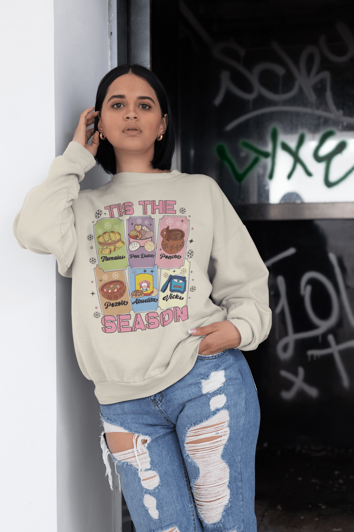 TIS THE SEASON - UGLY XMAS SWEATER Holiday "Latino Traditions" - Stonk Shark Co.