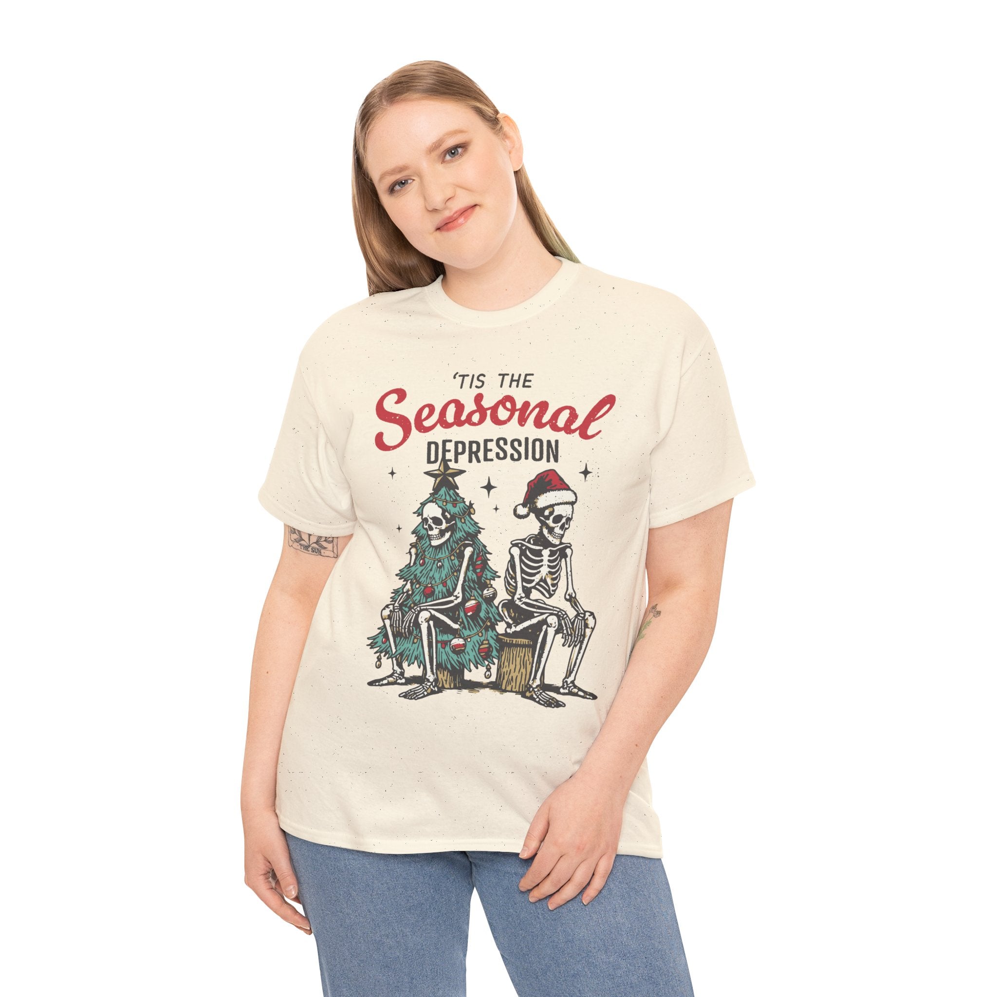 Tis the Seasonal Depression Ugly Christmas Sweater – Funny Skeleton Holiday T Shirt - Stonk Shark Co.