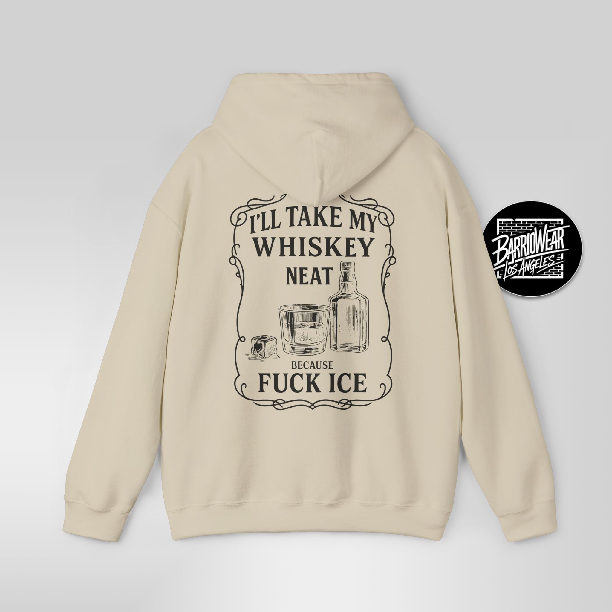 Whiskey Neat Because F*ck ICE – Political Statement Hoodie - Stonk Shark Co.