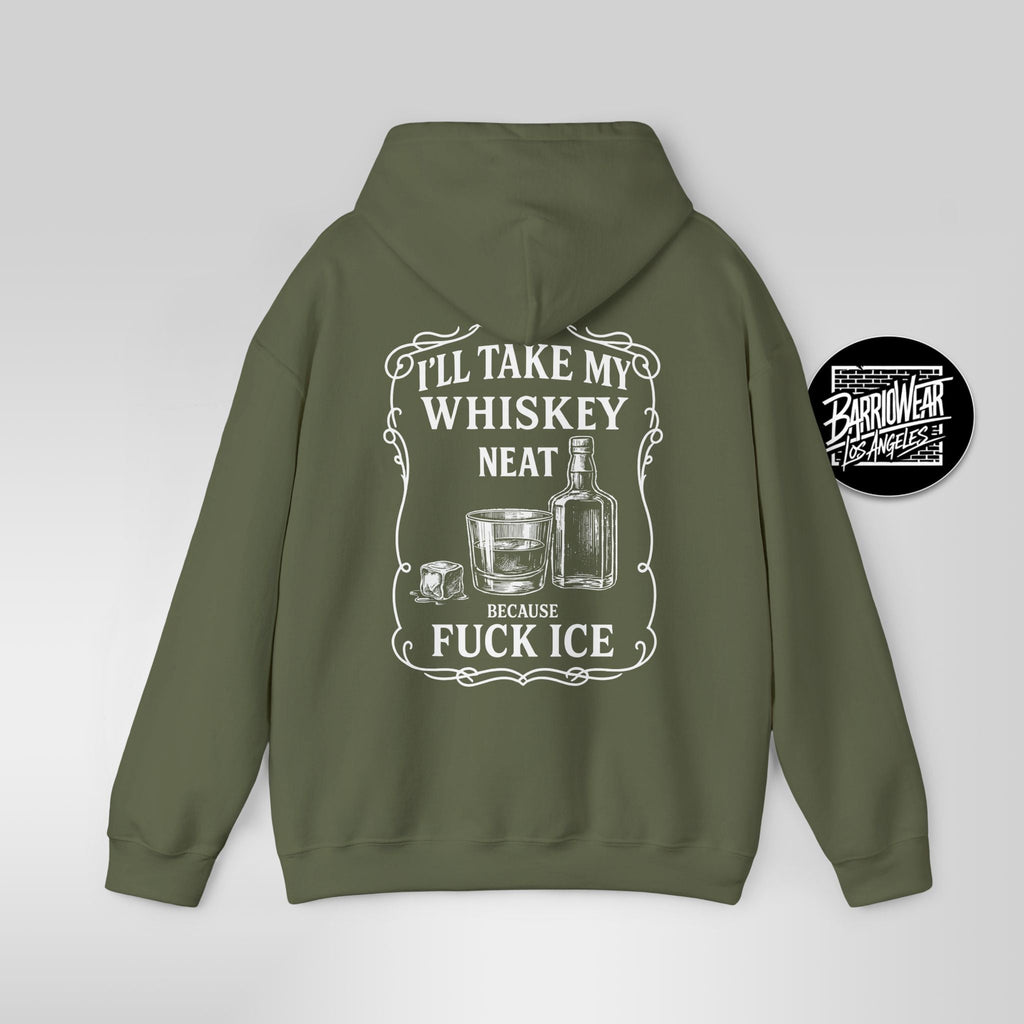 Whiskey Neat Because F*ck ICE – Political Statement Hoodie - Stonk Shark Co.