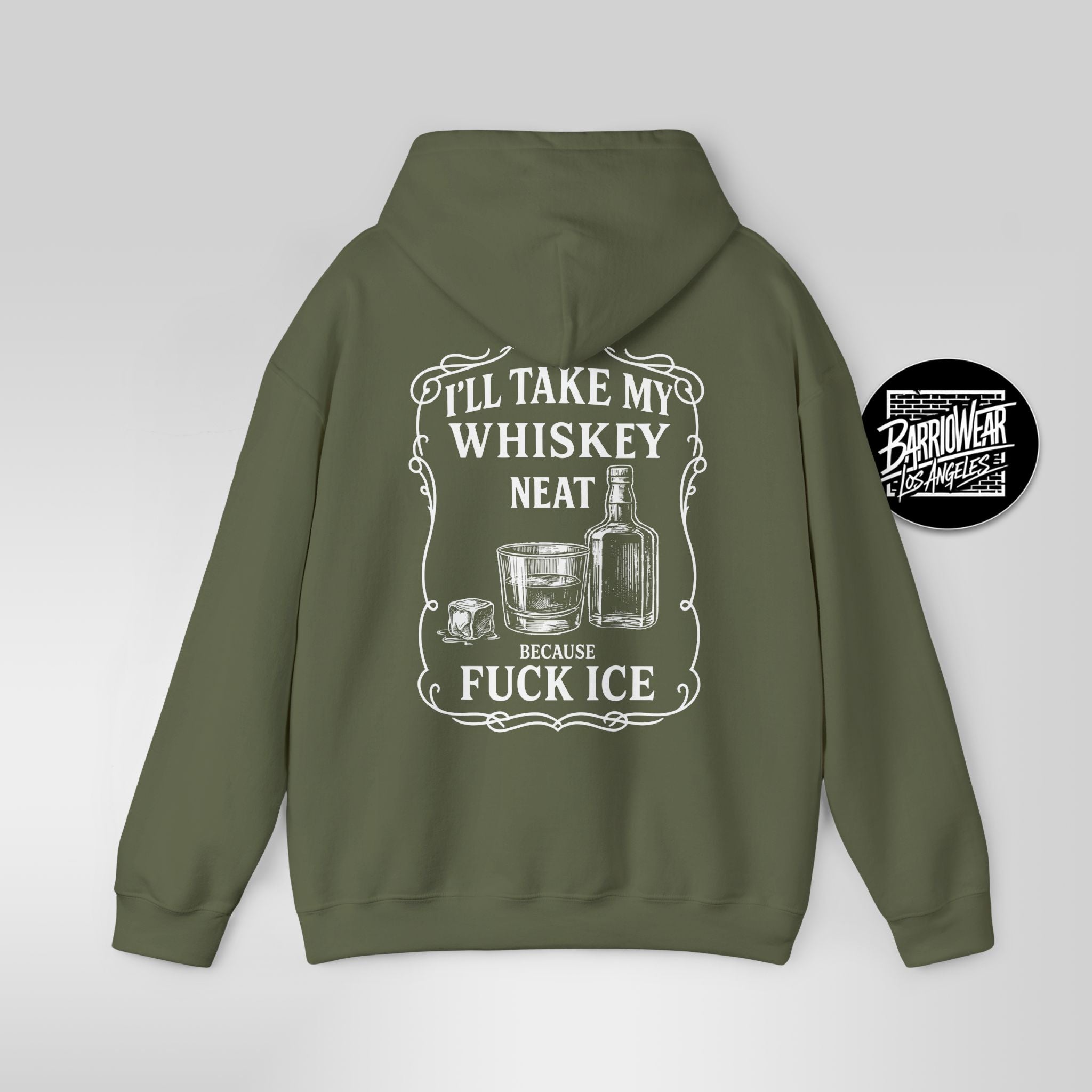 Whiskey Neat Because F*ck ICE – Political Statement Hoodie - Stonk Shark Co.