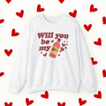 Will You Be My Valentina Sweatshirt – Funny Mexican Hot Sauce Valentine’s Design Sweater - Stonk Shark Co.