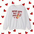 Will You Be My Valentina Sweatshirt – Funny Mexican Hot Sauce Valentine’s Design Sweater - Stonk Shark Co.