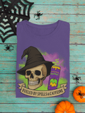 Witches' Brew Energy Skull Halloween Tee – Fueled by Spells & Caffeine - Stonk Shark Co.