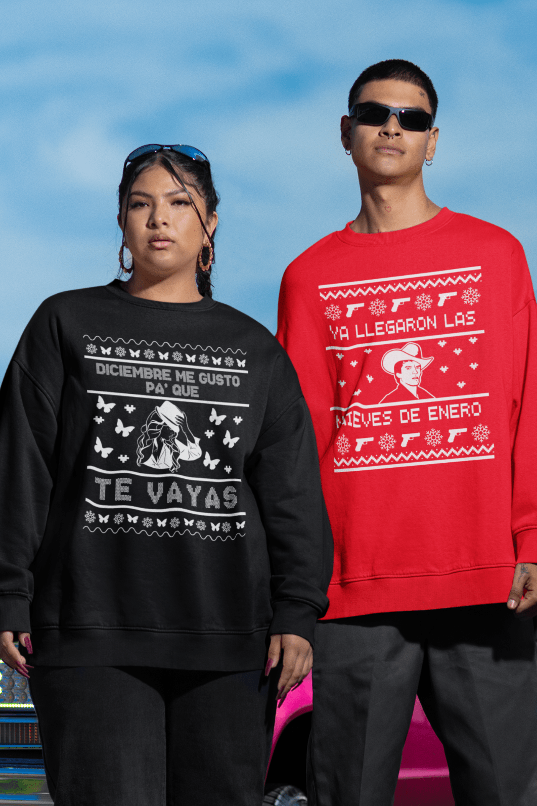 Ya Llegaron Las Nieves de Enero Ugly Christmas Sweater - Stonk Shark Co.