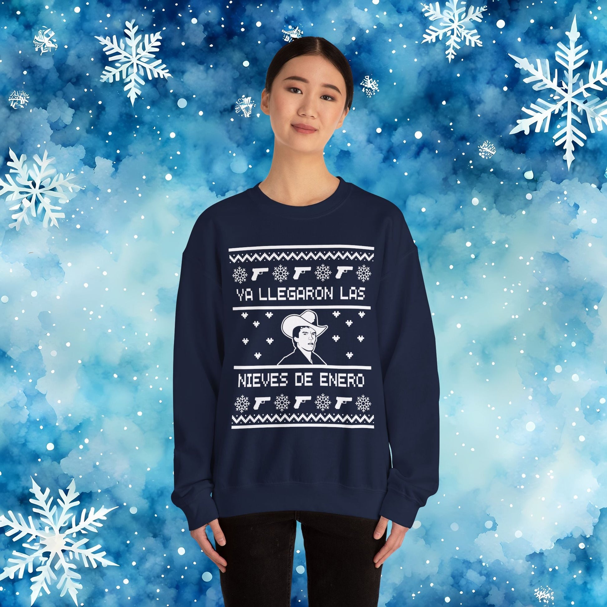 Ya Llegaron Las Nieves de Enero Ugly Christmas Sweater - Stonk Shark Co.
