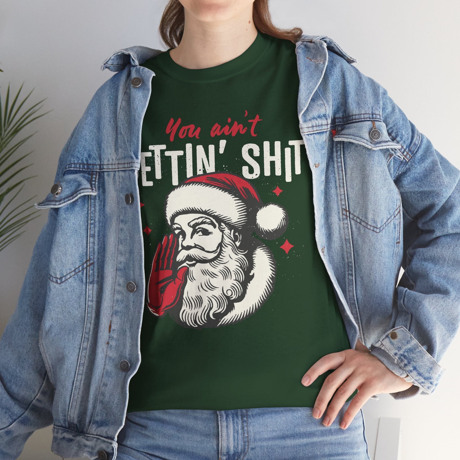You Ain’t Getting Sh*t Santa Claus Funny T-Shirt – Vintage Christmas Humor Tee - Stonk Shark Co.