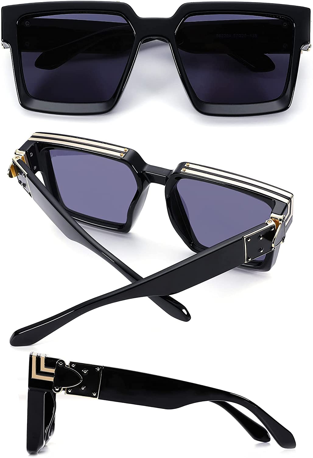 Retro Square Trillionaire Thick Frame Fashion Sunglasses