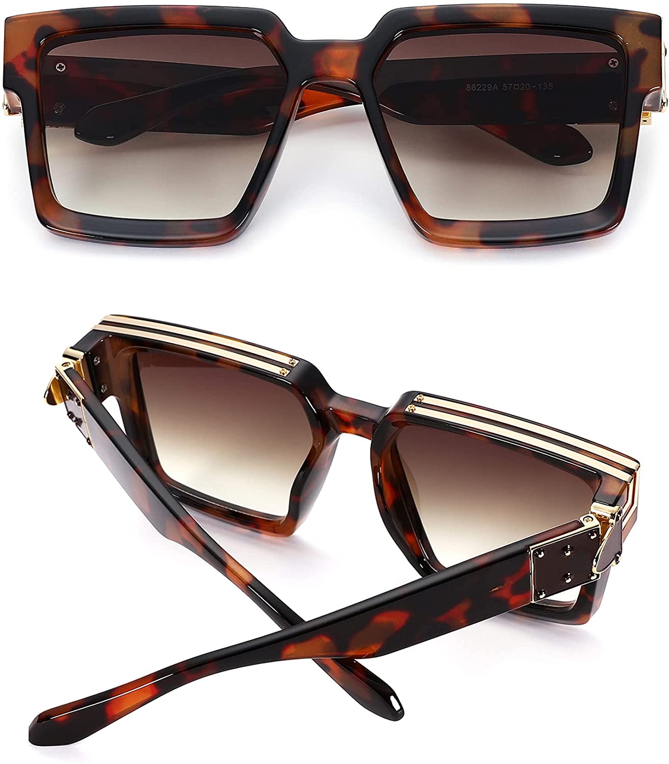 Retro Square Trillionaire Thick Frame Fashion Sunglasses