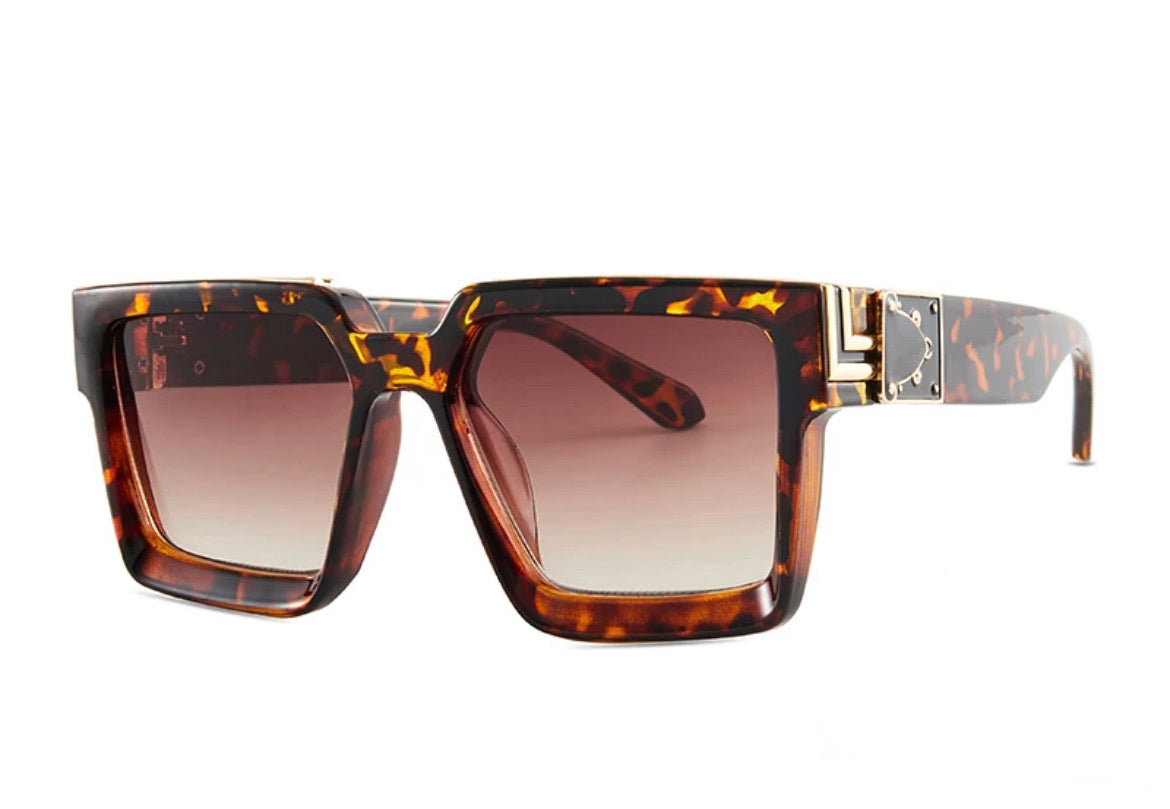 Retro Square Trillionaire Thick Frame Fashion Sunglasses