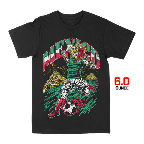 Mexico Aztec Skeleton Warrior Soccer T-Shirt - Stonk Shark Co.