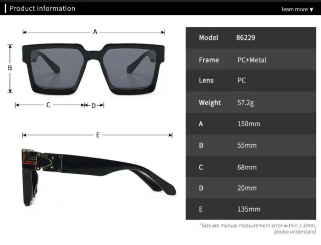 Retro Square Trillionaire Thick Frame Fashion Sunglasses - Stonk Shark Co.